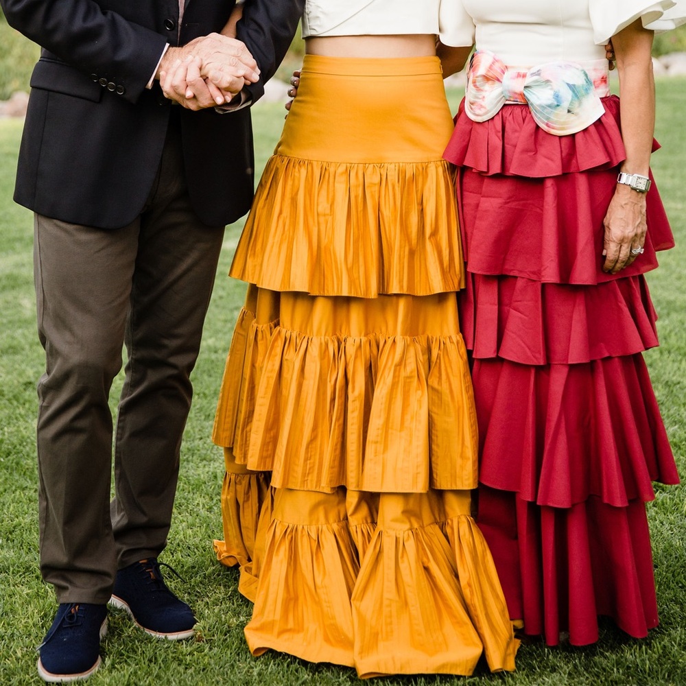 Mustard Yellow layered maxi skirt